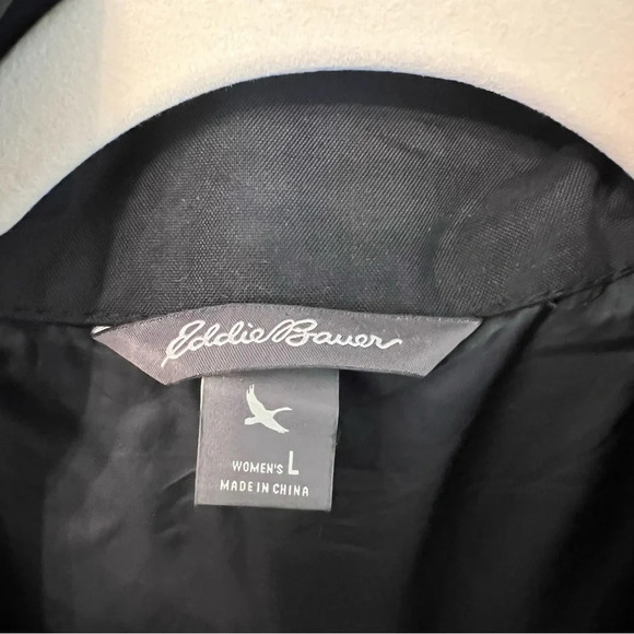 Eddie Bauer Women’s Eastsider Weatheredge Trench Coat Black Large Rain Layer - Picture 4 of 9